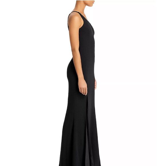 Dress The Population Black Amy One Shoulder Crepe Gown Dress Size XS NEW - Picture 4 of 12
